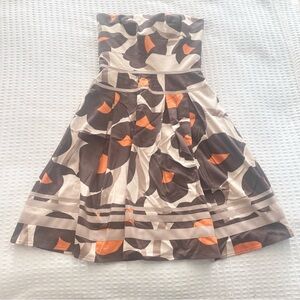 Kay Unger Beige Orange Brown printed Strapless dress size 2